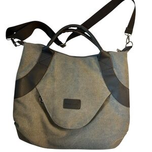 Modern Chic Canvas Crossbody Bag Gray Black Tote Shoulder Purse
